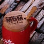 Red & Black Personalized 16 oz Ceramic Starbucks Mug w/Bamboo Lid & Spoon White 