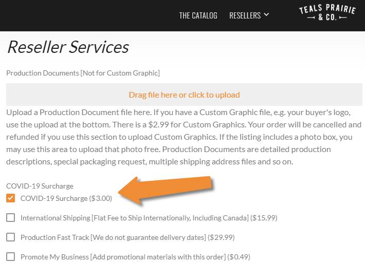 How to Add Reseller Services COVID-19 Surcharge to Your Order